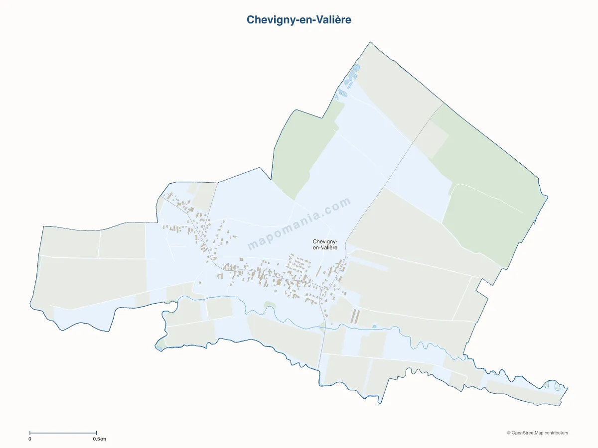 Carte de Chevigny-en-Valière à personnaliser