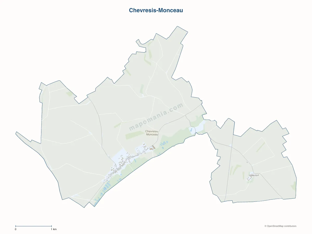 Carte de Chevresis-Monceau à personnaliser