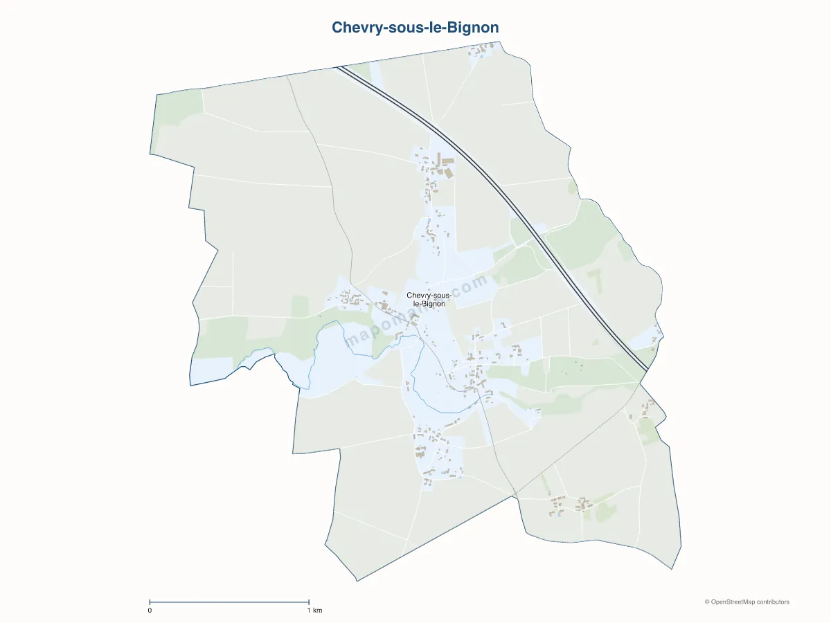 Carte de Chevry-sous-le-Bignon à personnaliser