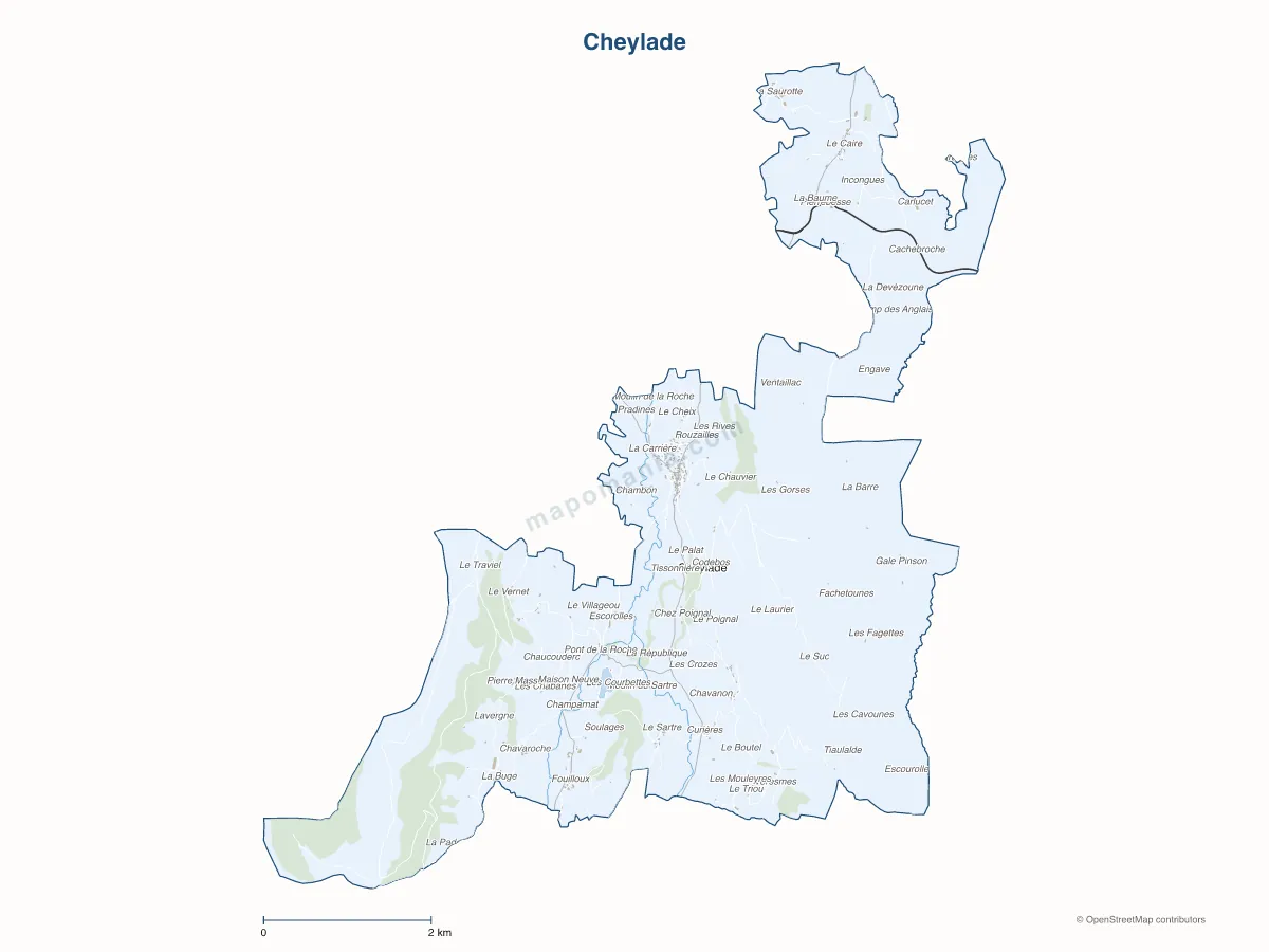 Carte de Cheylade à personnaliser