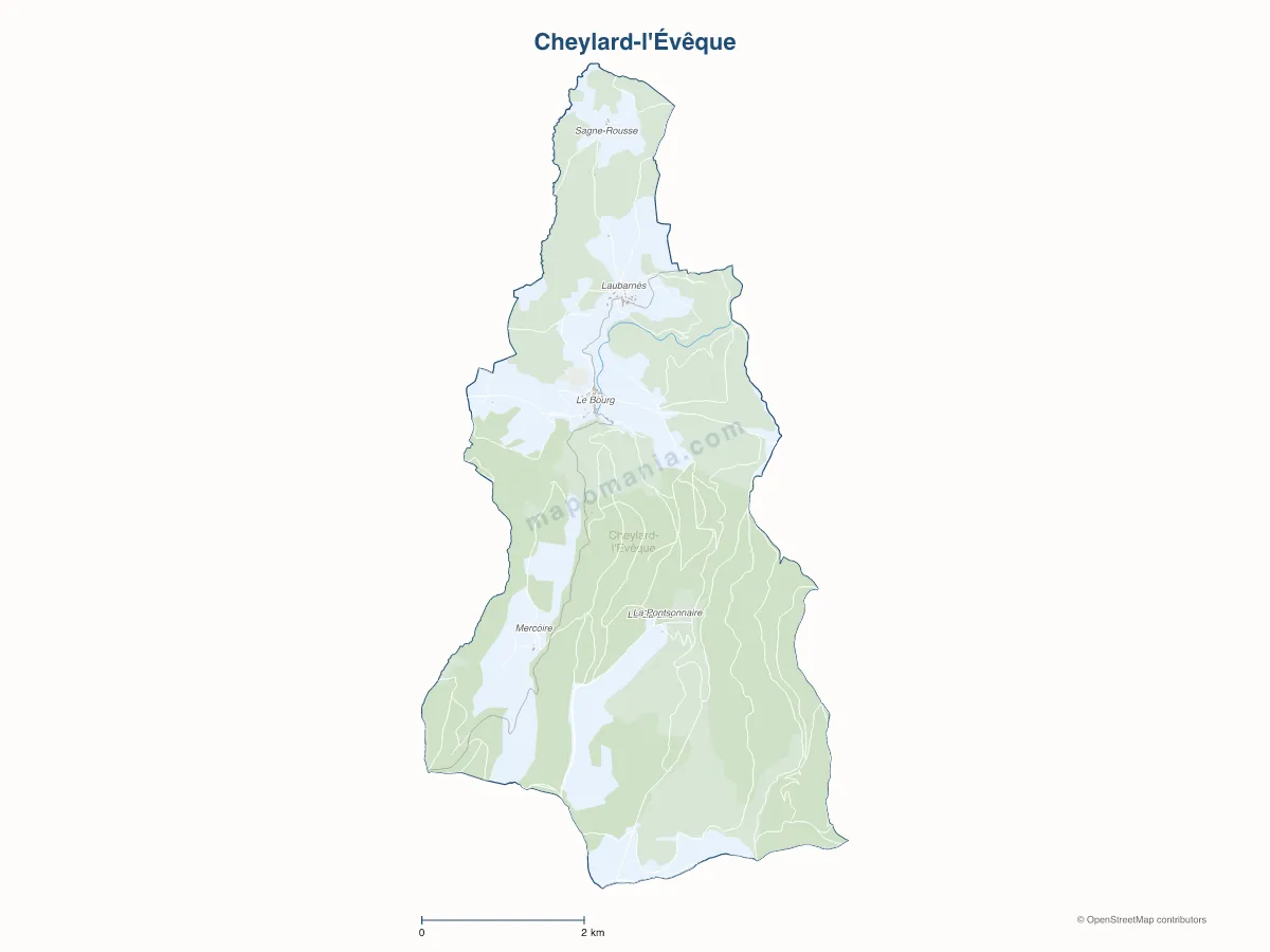 Carte de Cheylard-l'Évêque à personnaliser