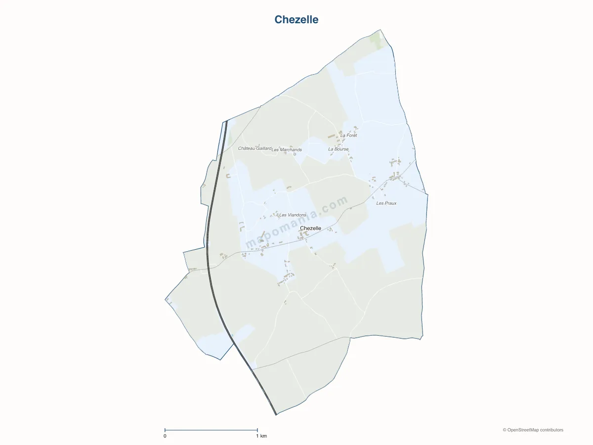 Carte de Chezelle à personnaliser