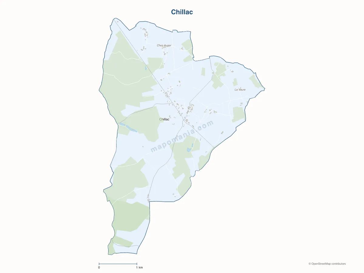 Carte de Chillac à personnaliser