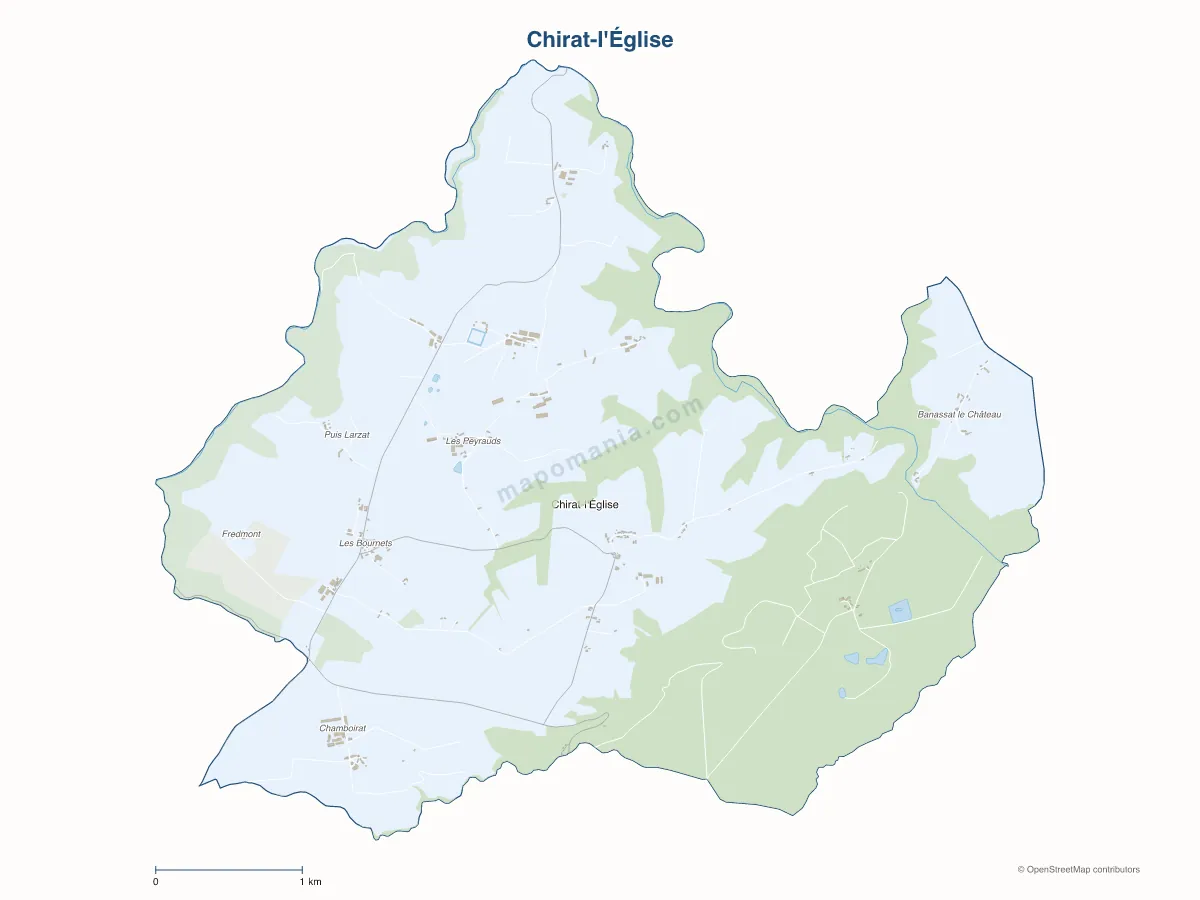 Carte de Chirat-l'Église à personnaliser