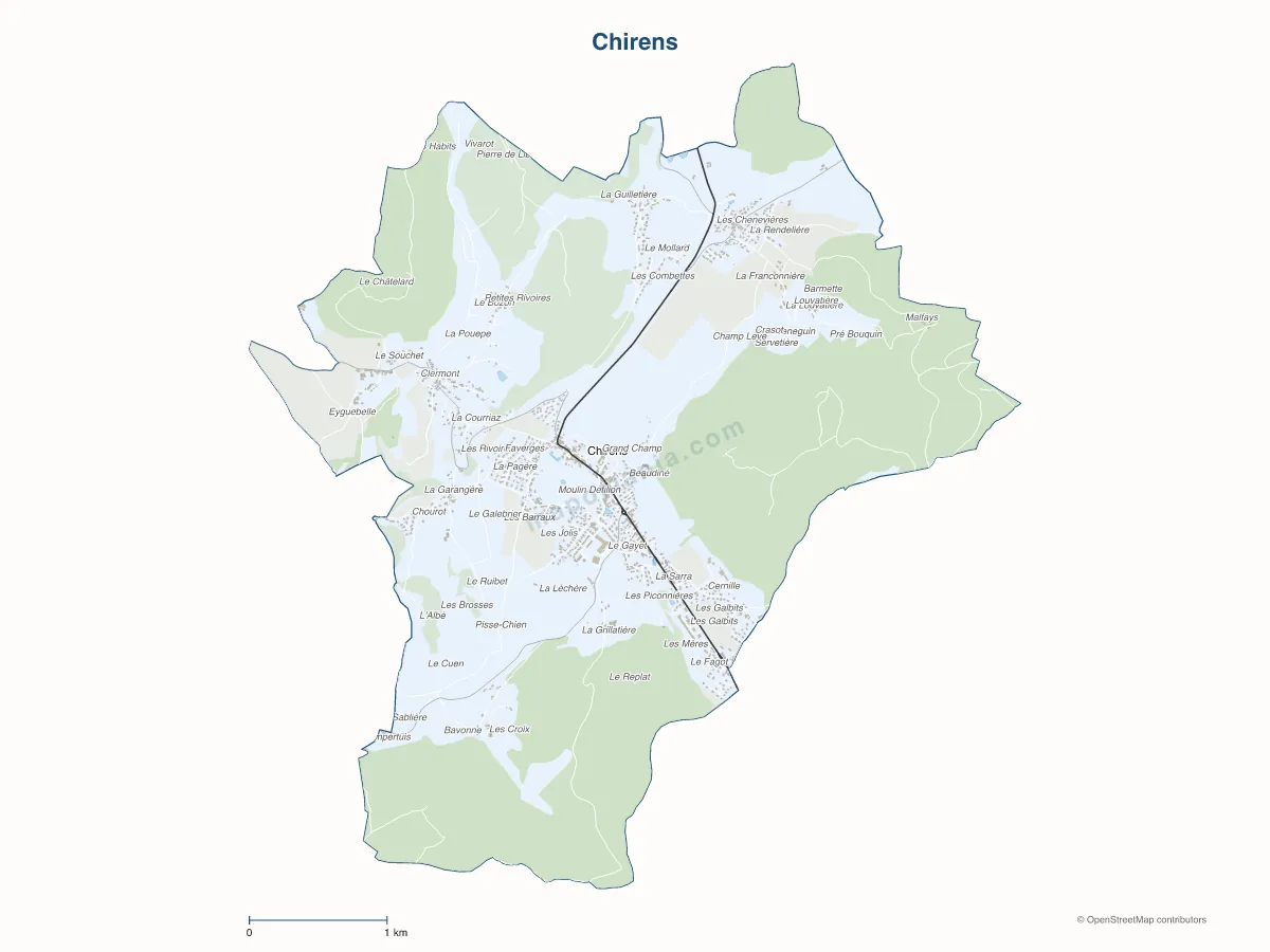 Carte de Chirens à personnaliser