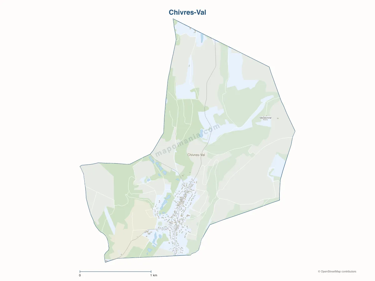 Carte de Chivres-Val à personnaliser