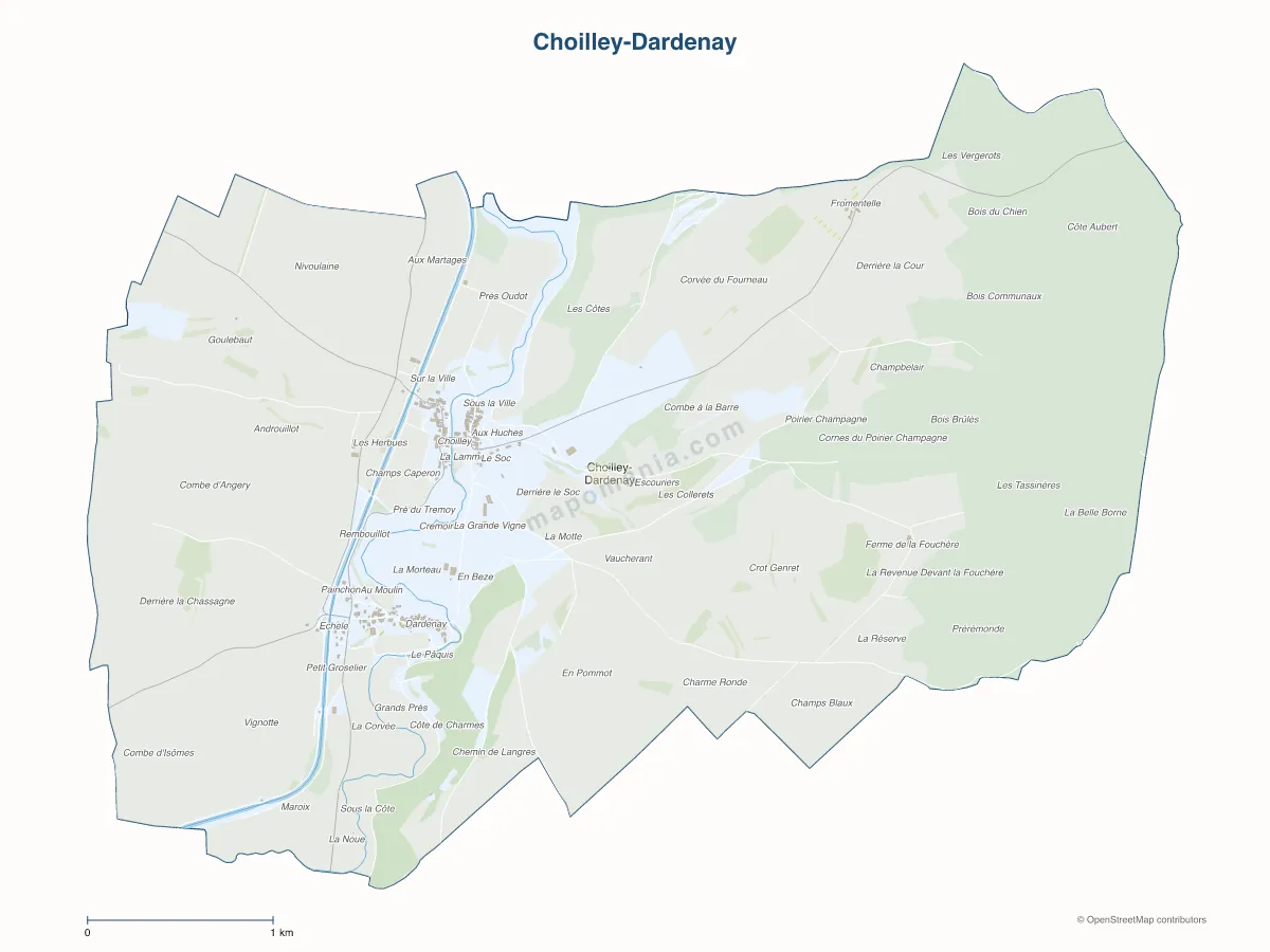 Carte de Choilley-Dardenay à personnaliser