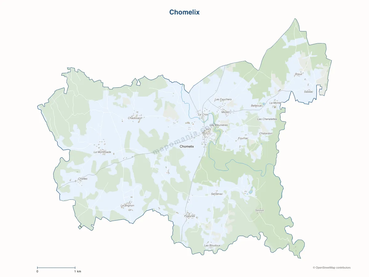Carte de Chomelix à personnaliser