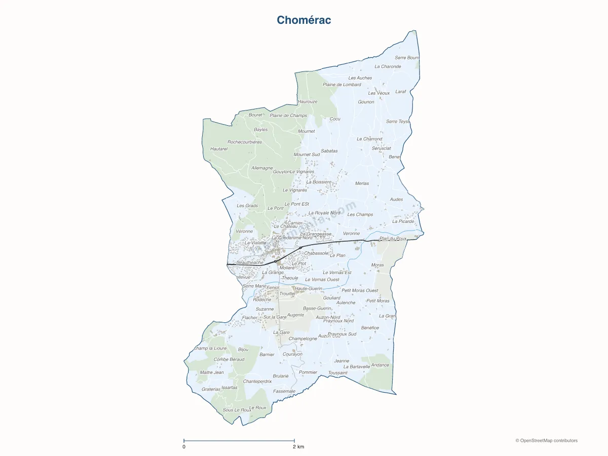 Carte de Chomérac à personnaliser