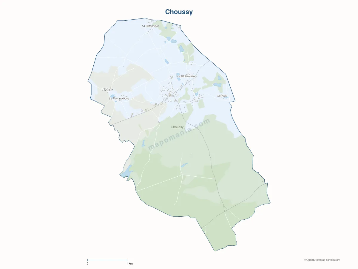 Carte de Choussy à personnaliser