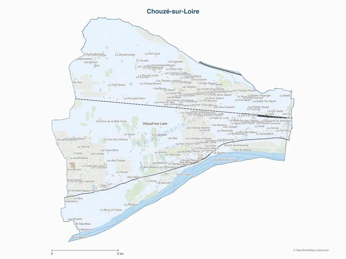 Carte de Chouzé-sur-Loire à personnaliser