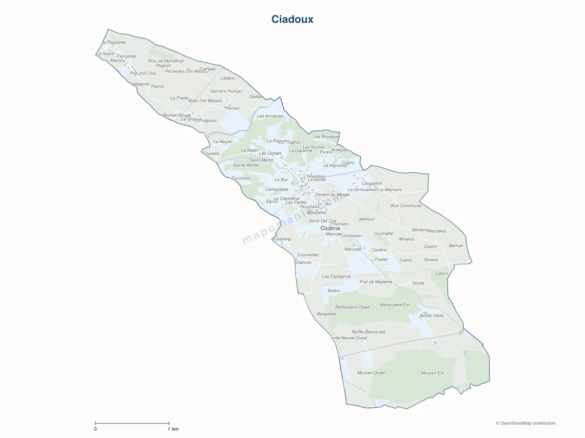 Carte de Ciadoux à personnaliser