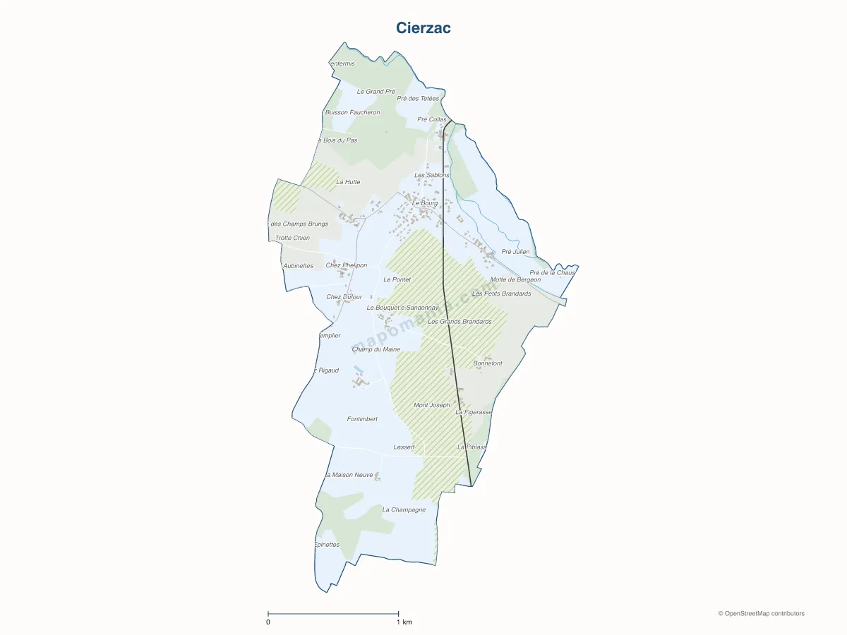 Carte de Cierzac à personnaliser