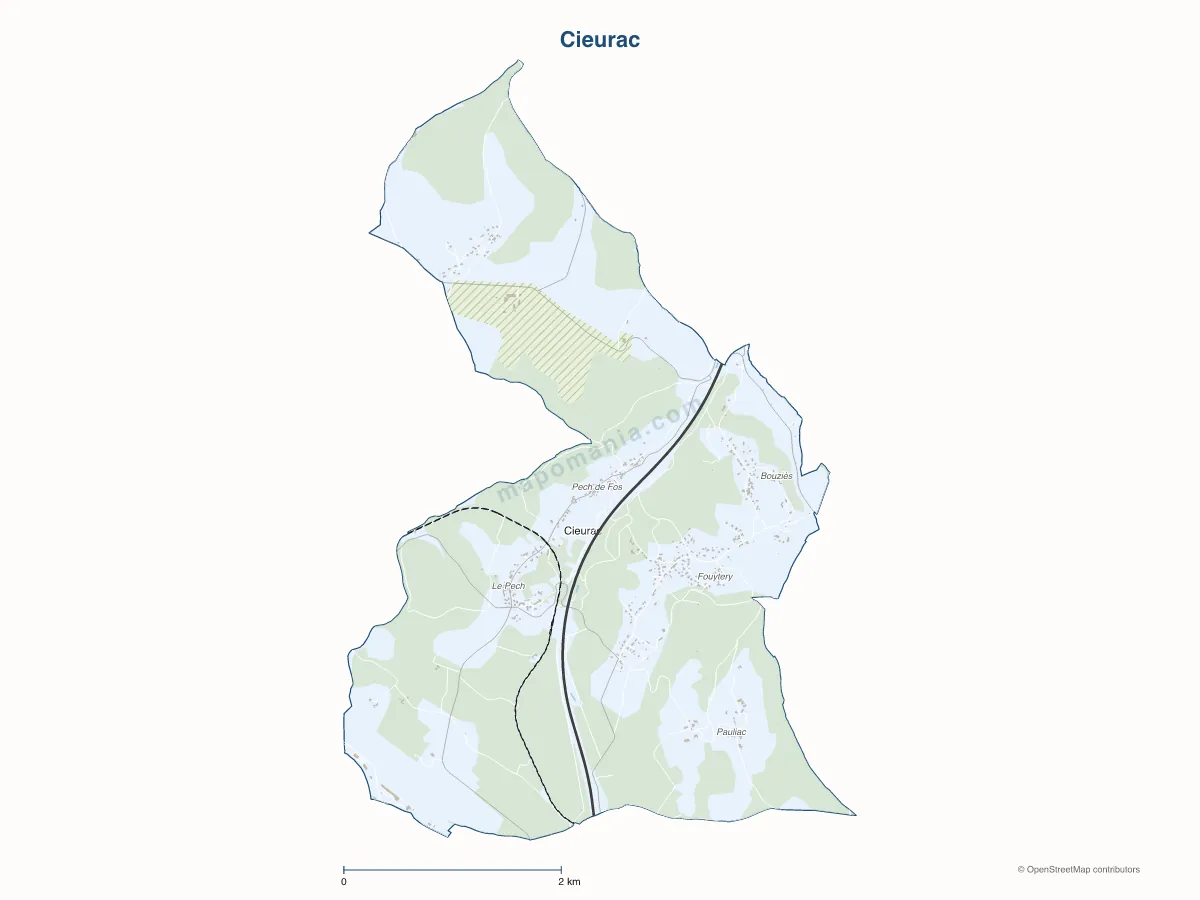 Carte de Cieurac à personnaliser