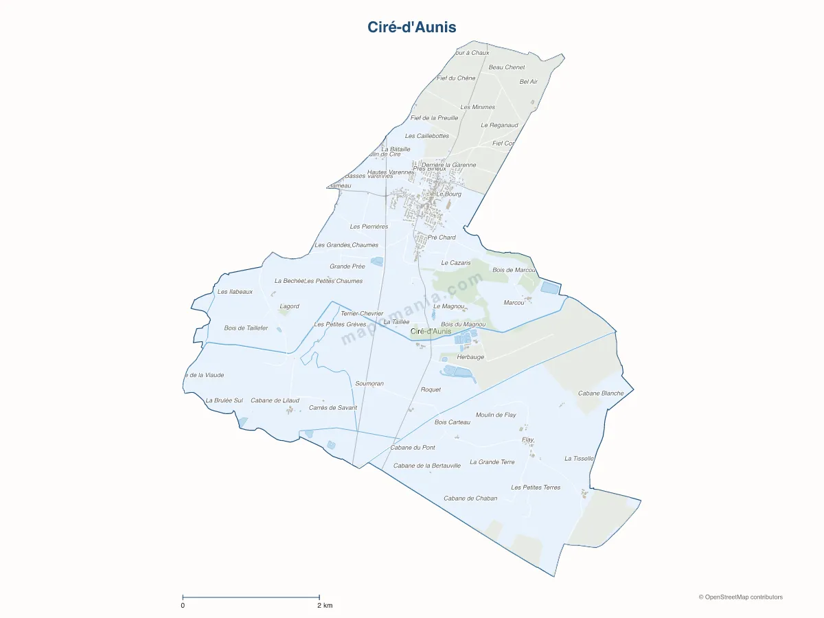 Carte de Ciré-d'Aunis à personnaliser