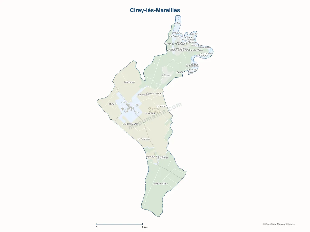 Carte de Cirey-lès-Mareilles à personnaliser