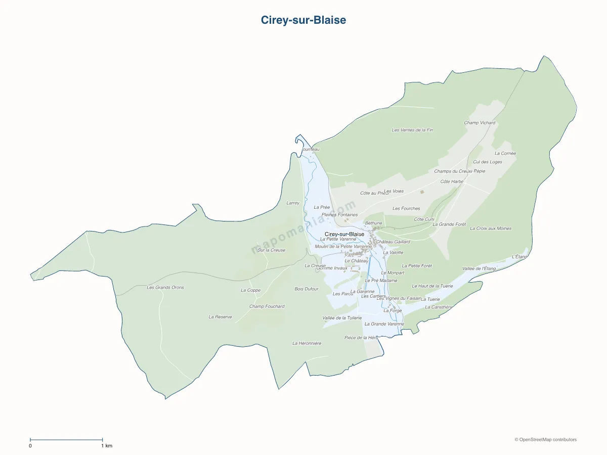 Carte de Cirey-sur-Blaise à personnaliser