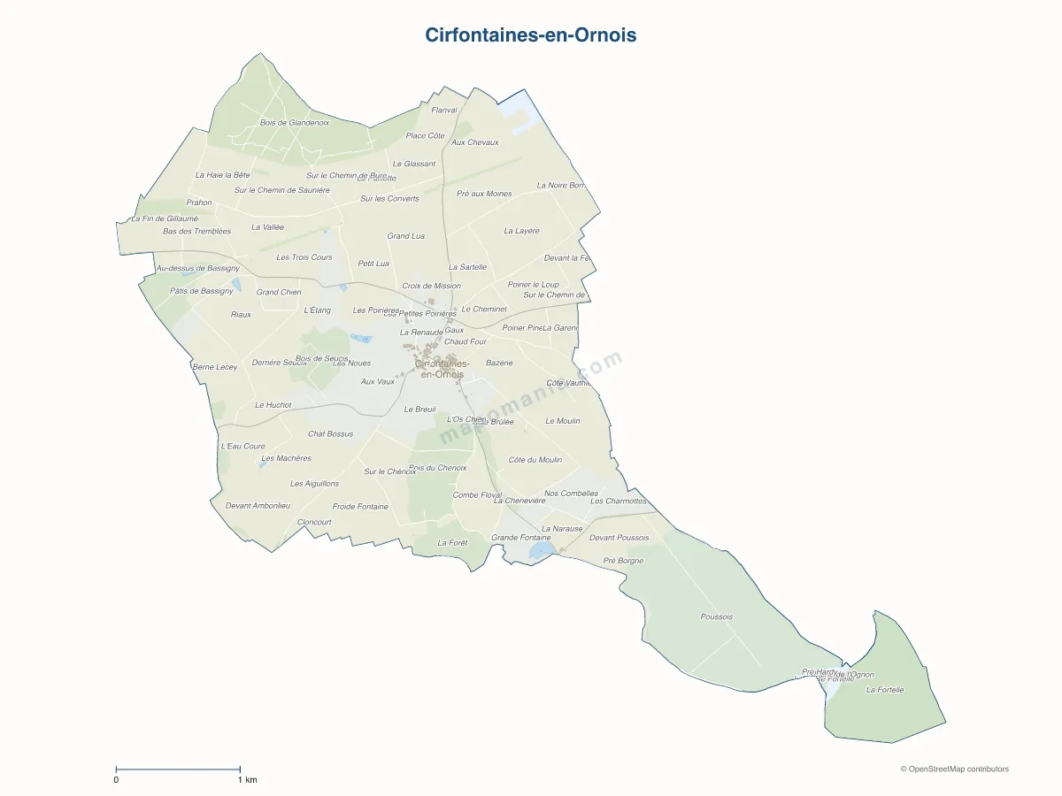 Carte de Cirfontaines-en-Ornois à personnaliser