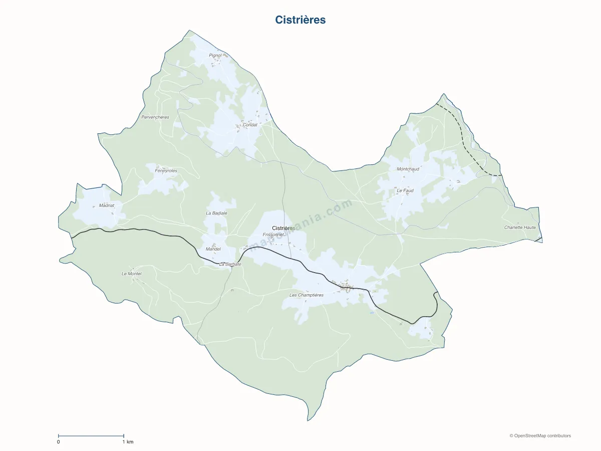 Carte de Cistrières à personnaliser