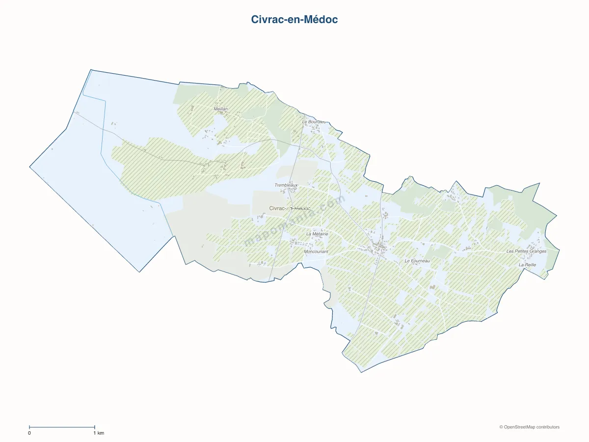 Carte de Civrac-en-Médoc à personnaliser