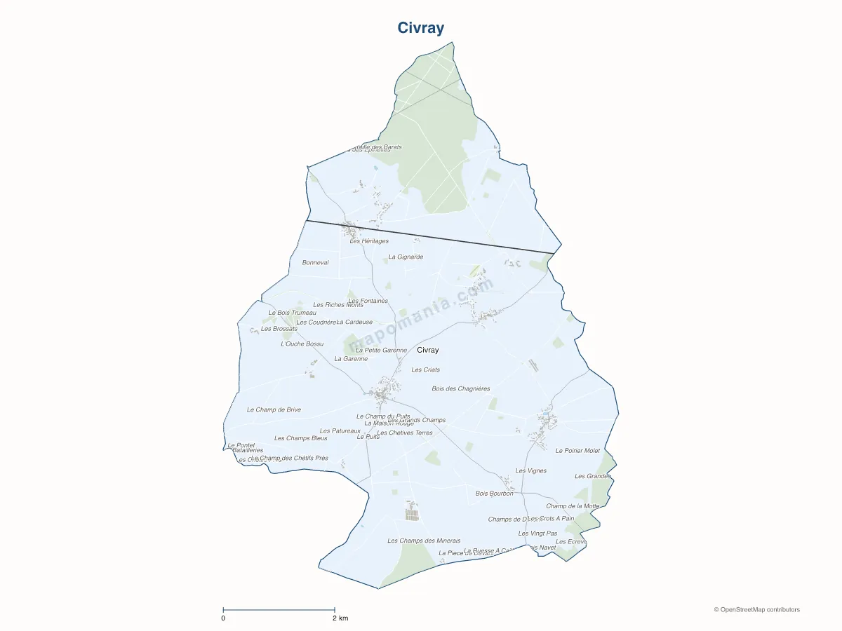 Carte de Civray à personnaliser