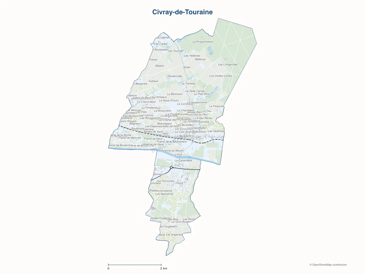 Carte de Civray-de-Touraine à personnaliser