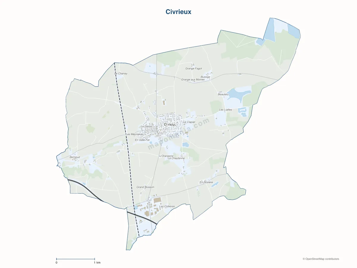 Carte de Civrieux à personnaliser