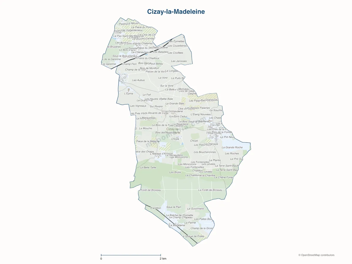 Carte de Cizay-la-Madeleine à personnaliser