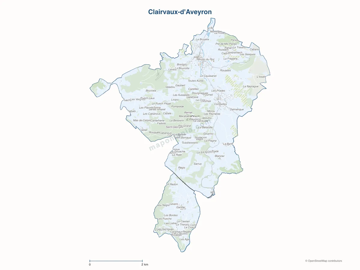 Carte de Clairvaux-d'Aveyron à personnaliser
