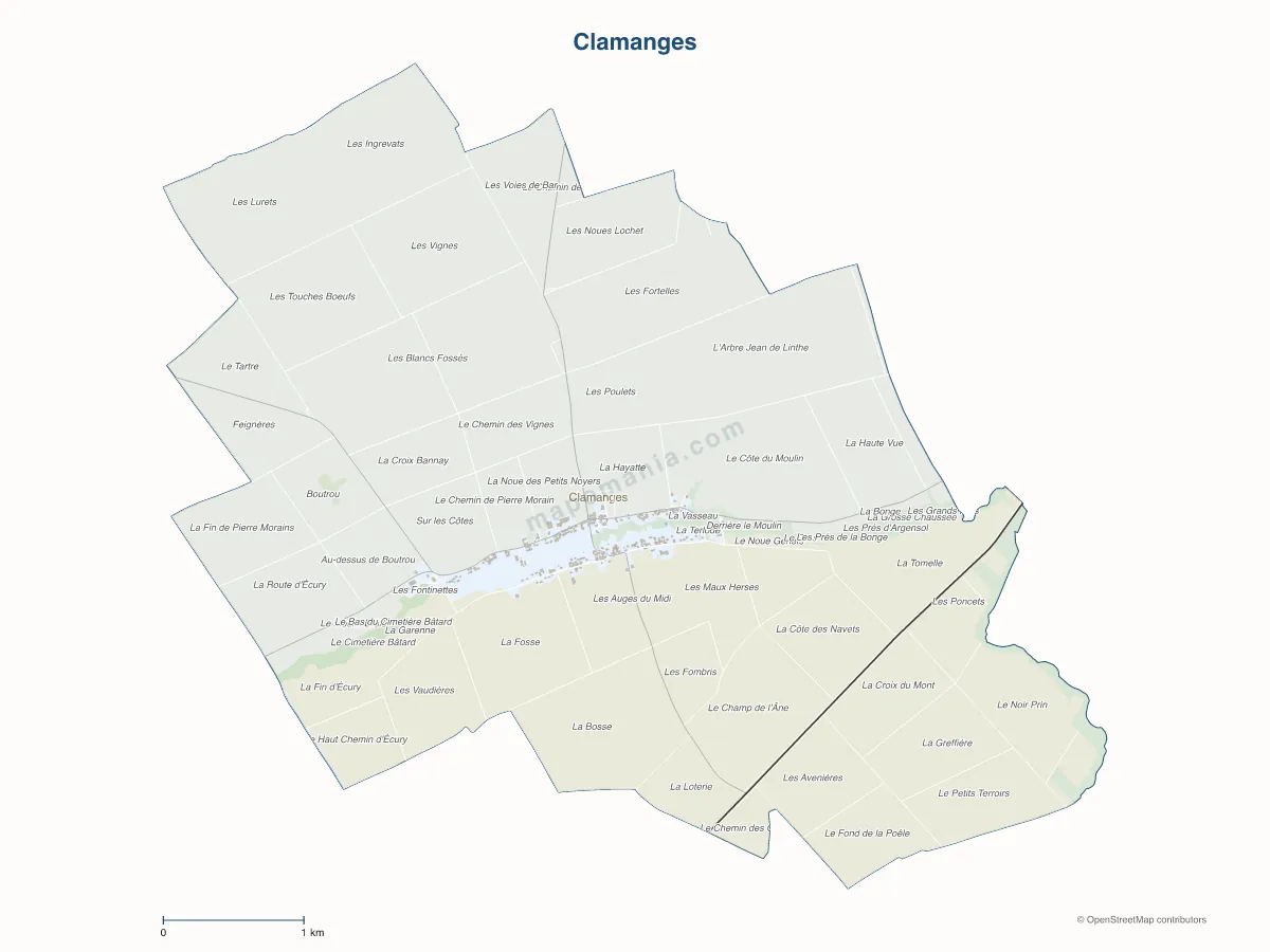 Carte de Clamanges à personnaliser