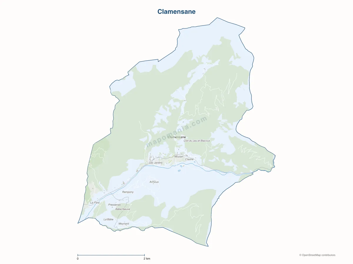 Carte de Clamensane à personnaliser