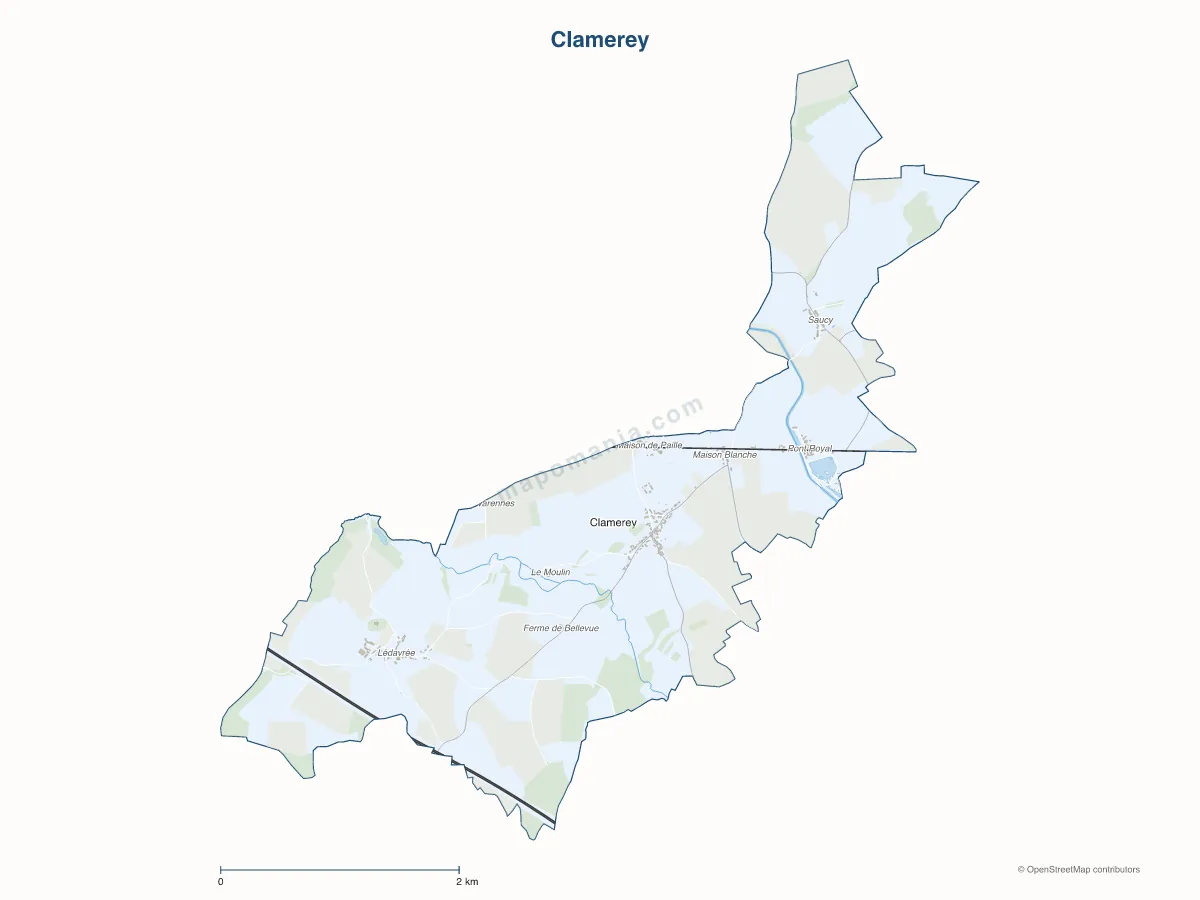 Carte de Clamerey à personnaliser