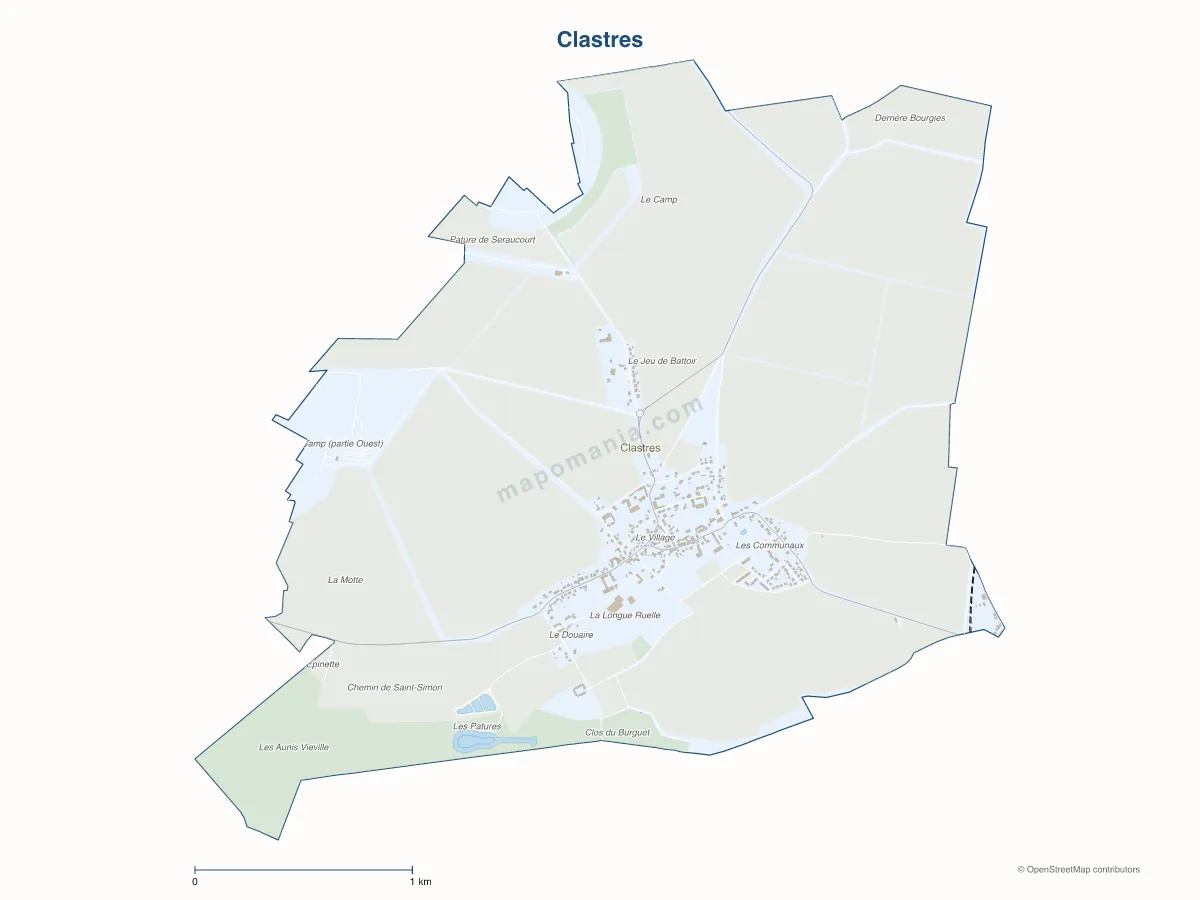 Carte de Clastres à personnaliser