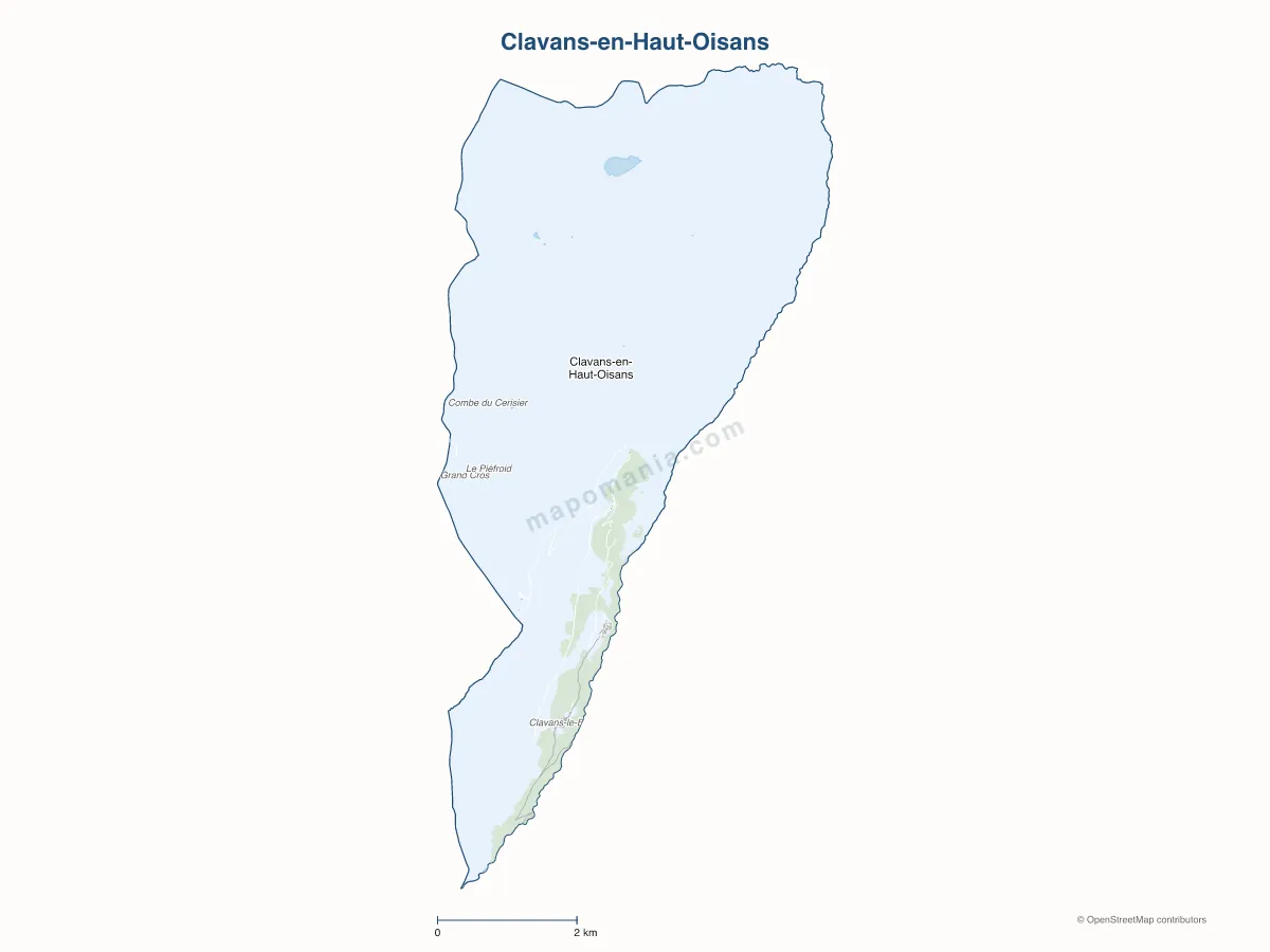 Carte de Clavans-en-Haut-Oisans à personnaliser