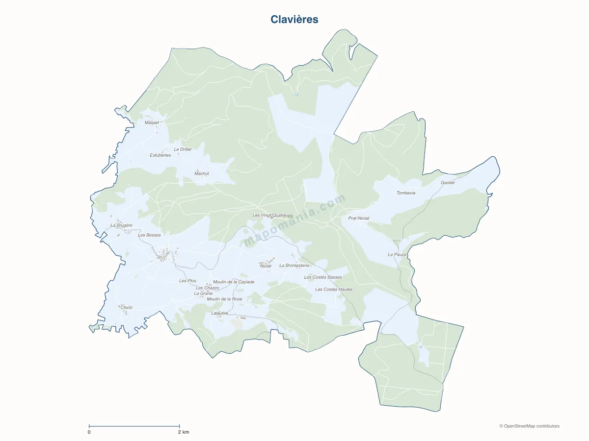 Carte de Clavières à personnaliser