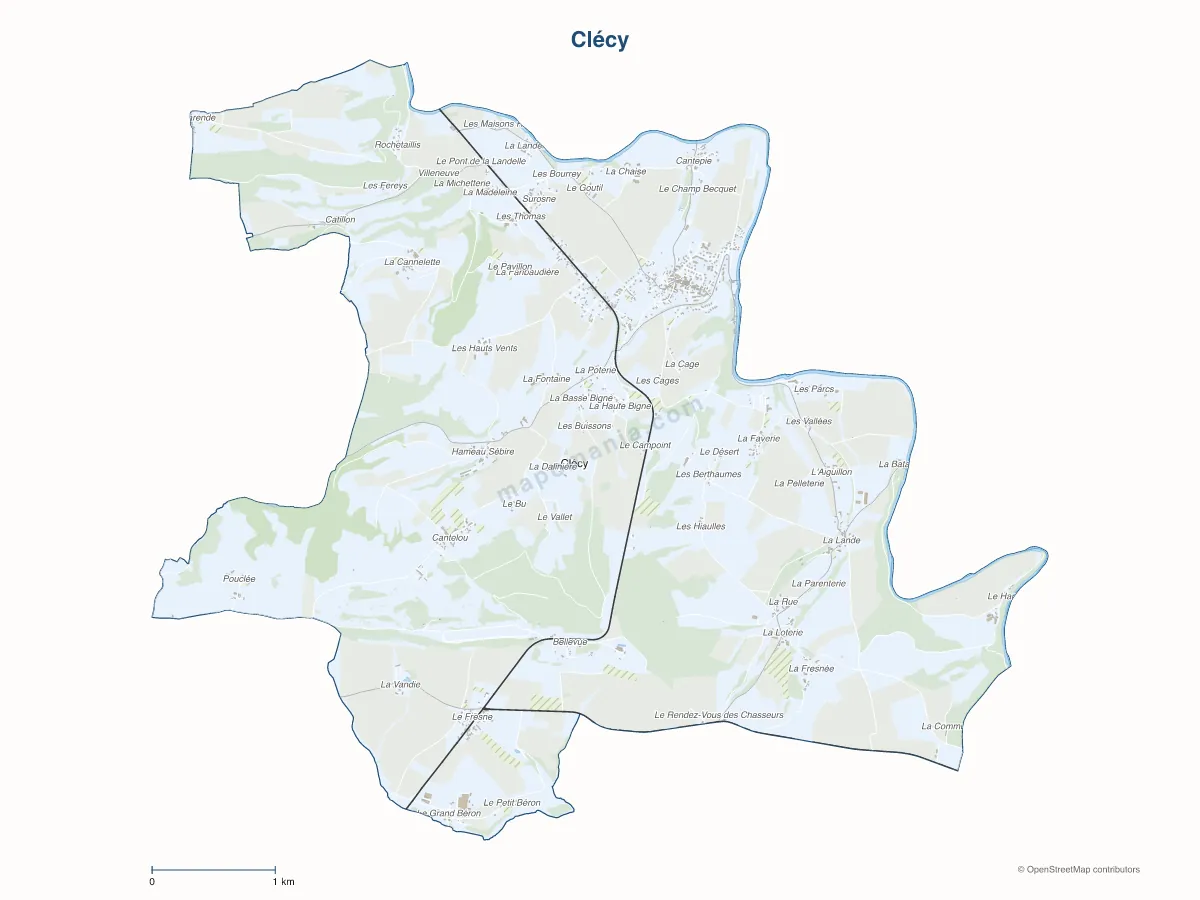 Carte de Clécy à personnaliser