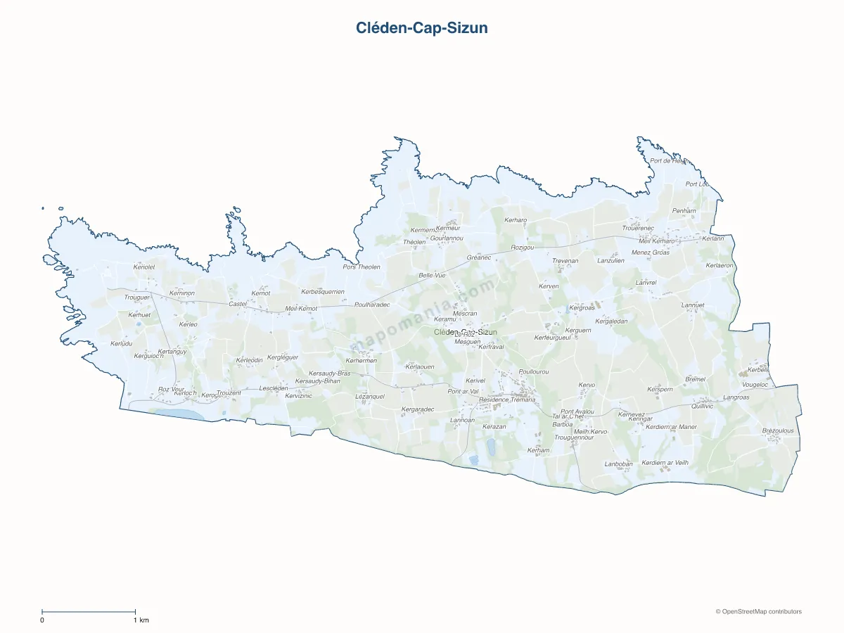 Carte de Cléden-Cap-Sizun à personnaliser