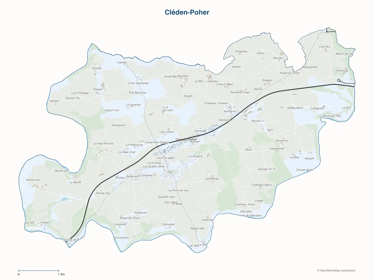 Carte de Cléden-Poher à personnaliser
