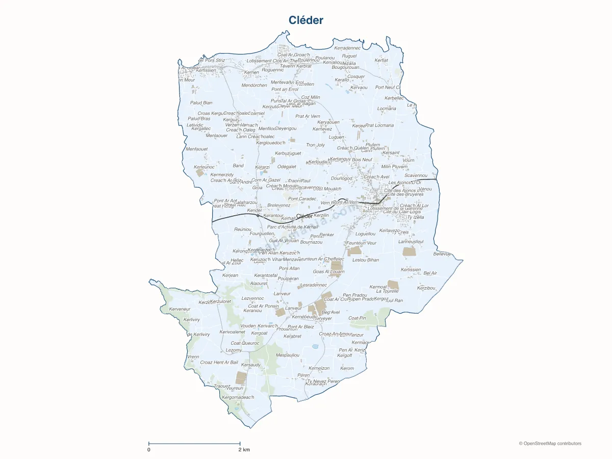 Carte de Cléder à personnaliser