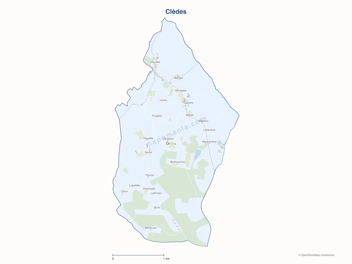Carte de Clèdes à personnaliser