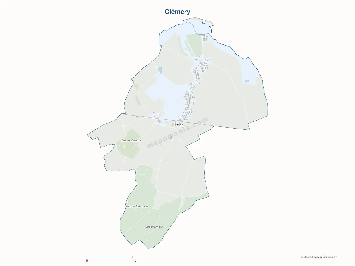 Carte de Clémery à personnaliser