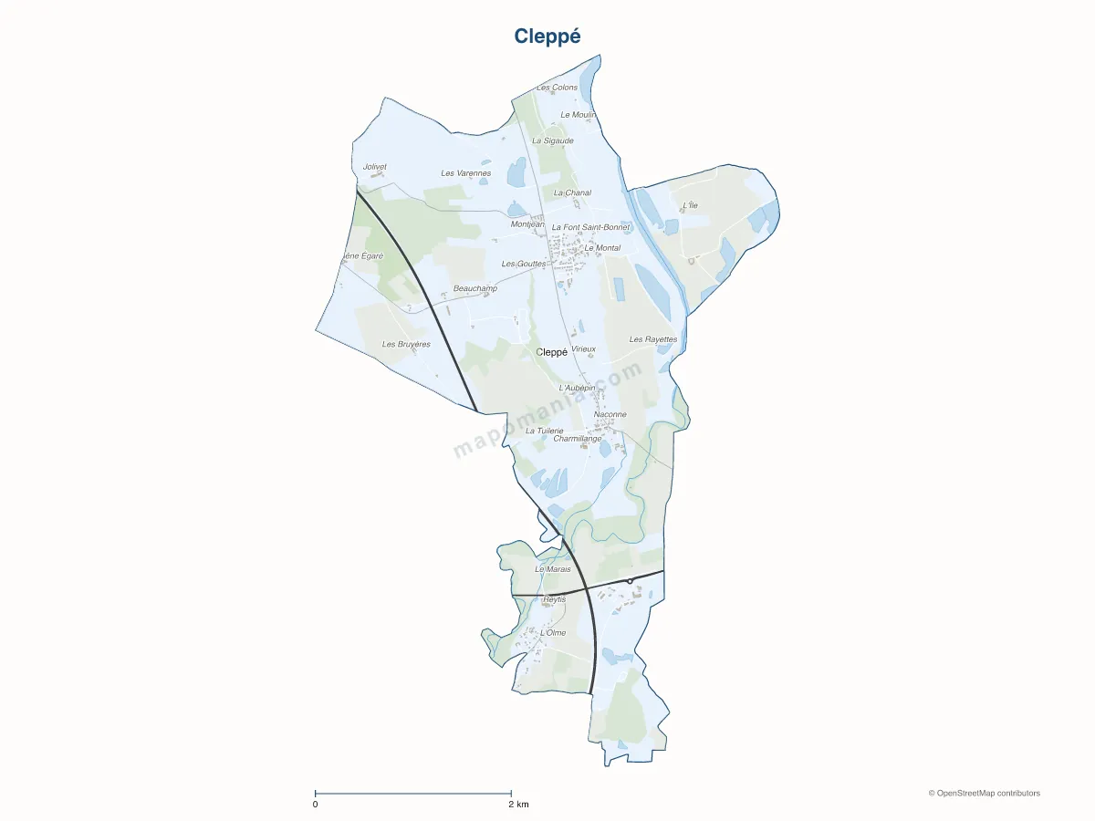 Carte de Cleppé à personnaliser
