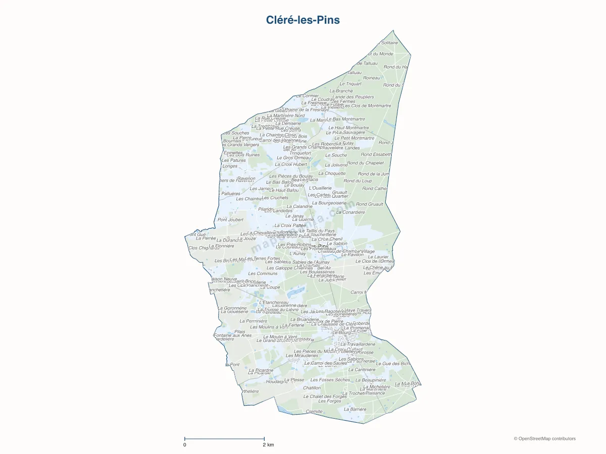 Carte de Cléré-les-Pins à personnaliser