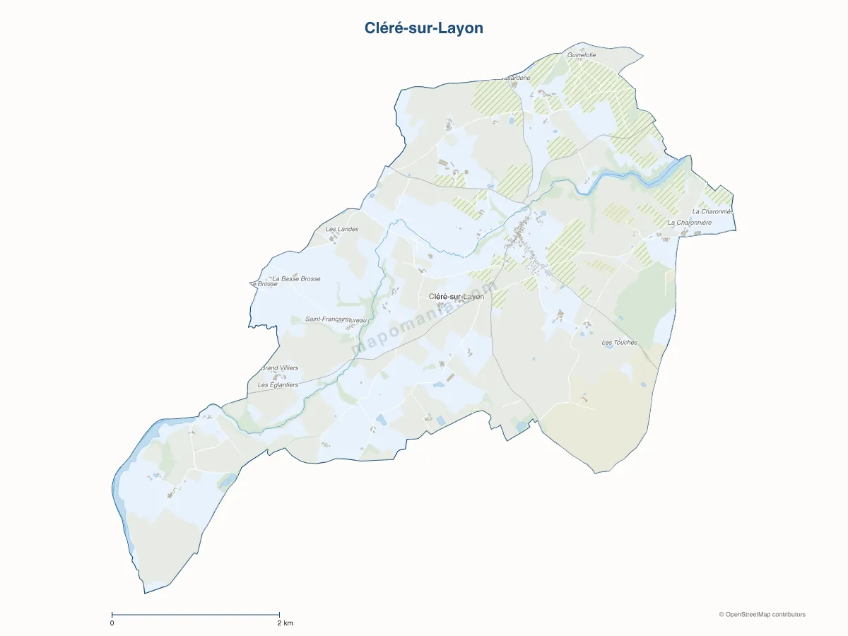 Carte de Cléré-sur-Layon à personnaliser