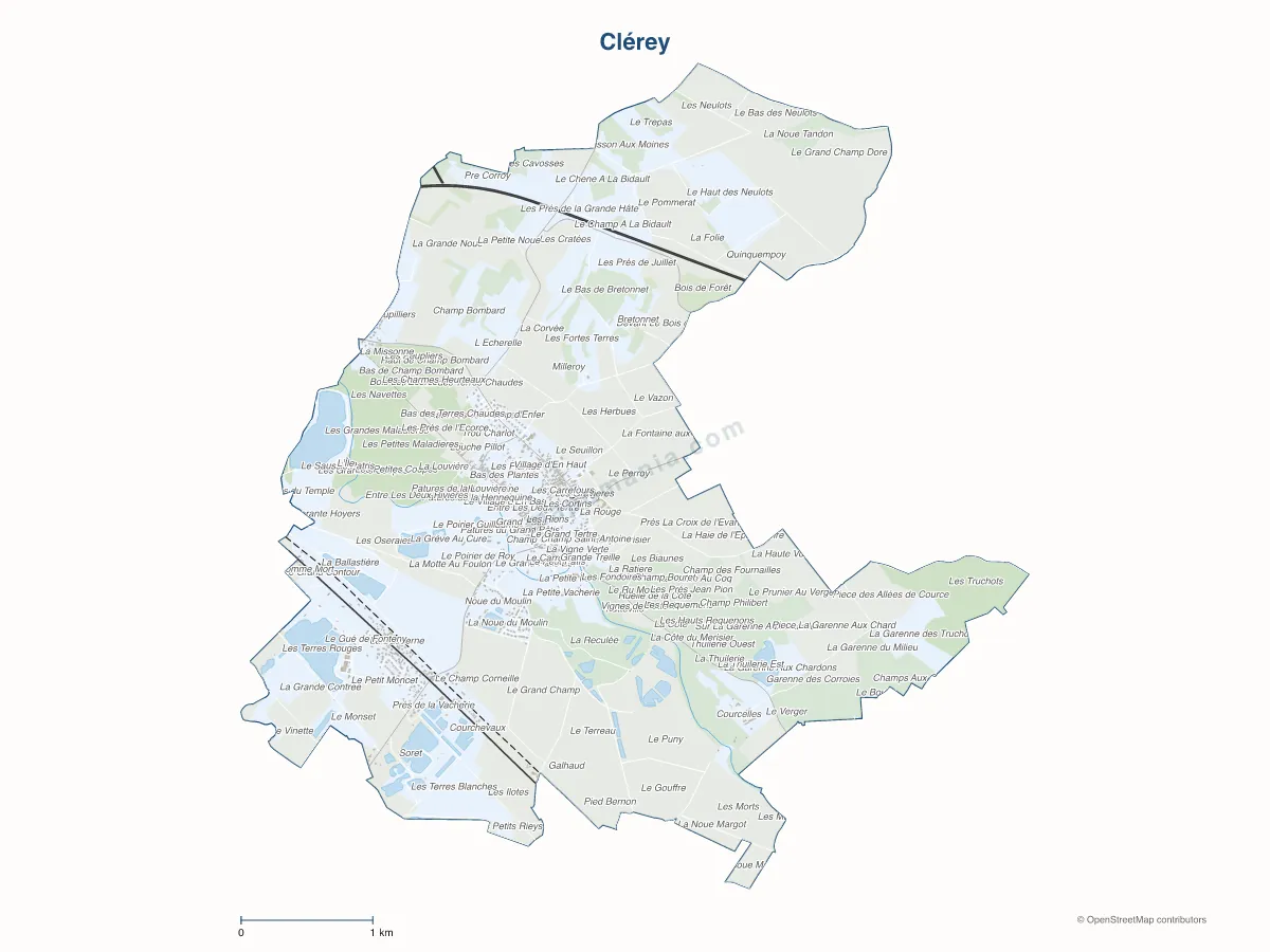 Carte de Clérey à personnaliser