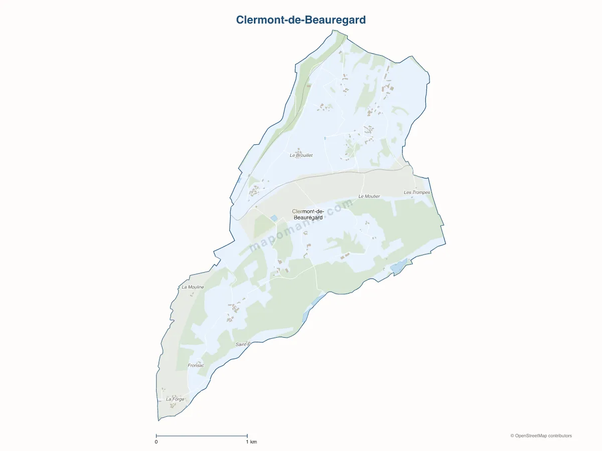 Carte de Clermont-de-Beauregard à personnaliser