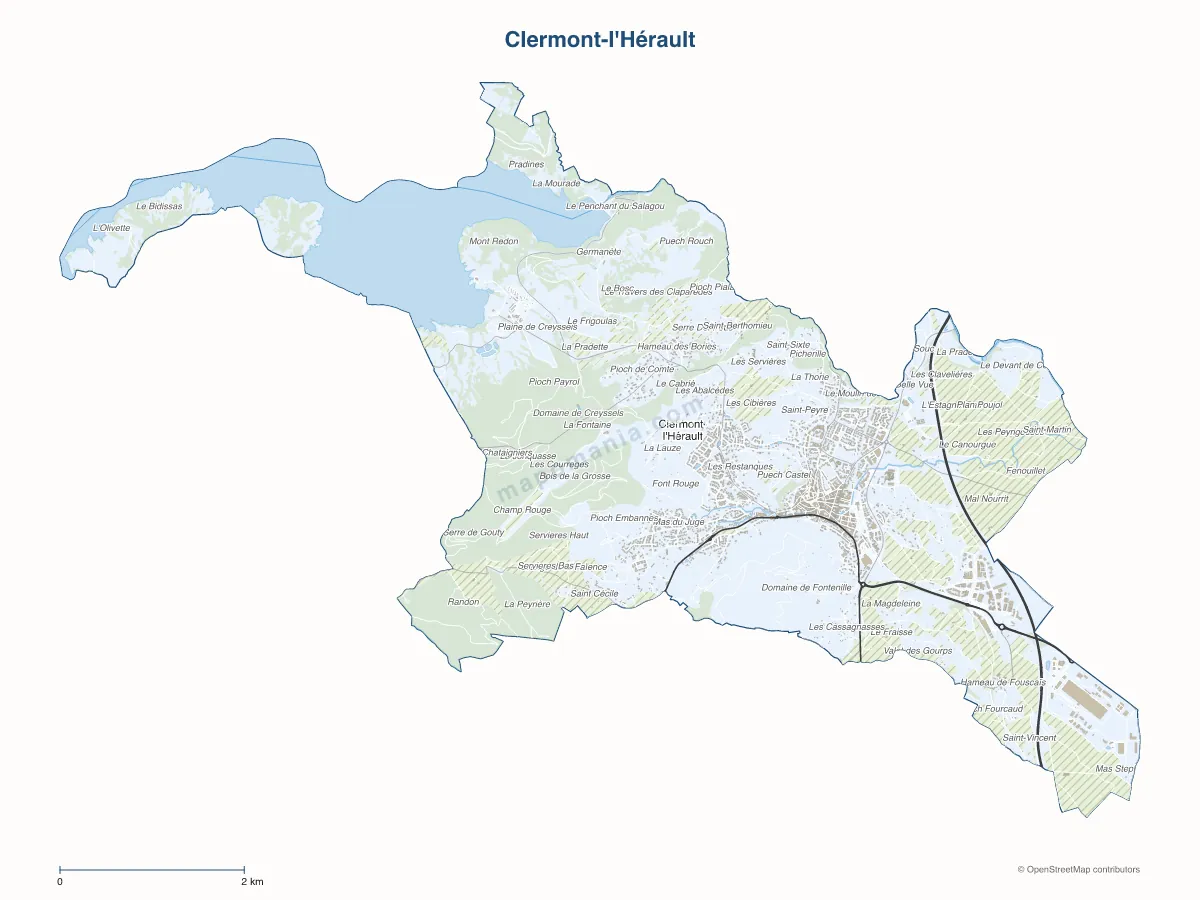 Carte de Clermont-l'Hérault à personnaliser