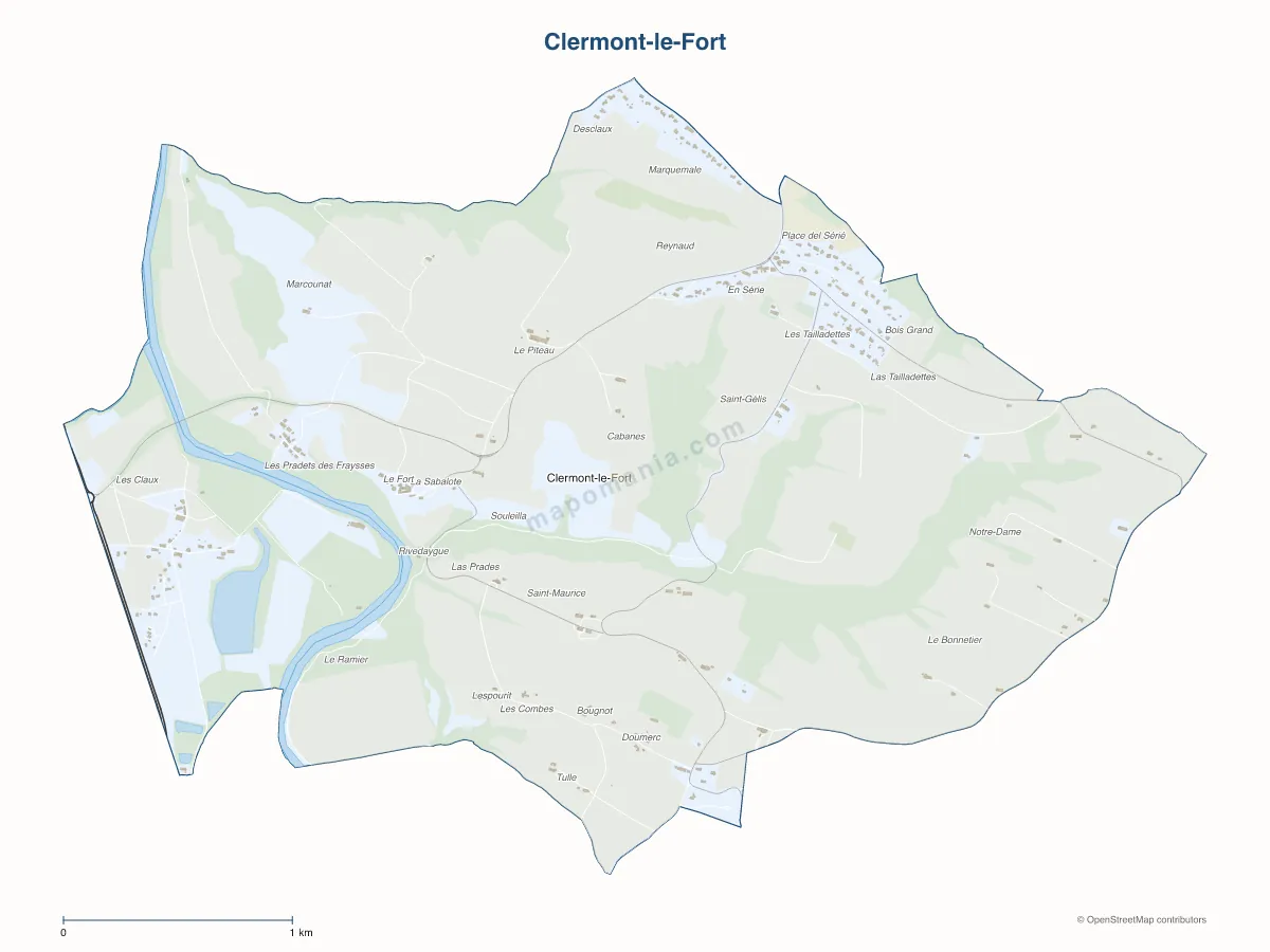 Carte de Clermont-le-Fort à personnaliser