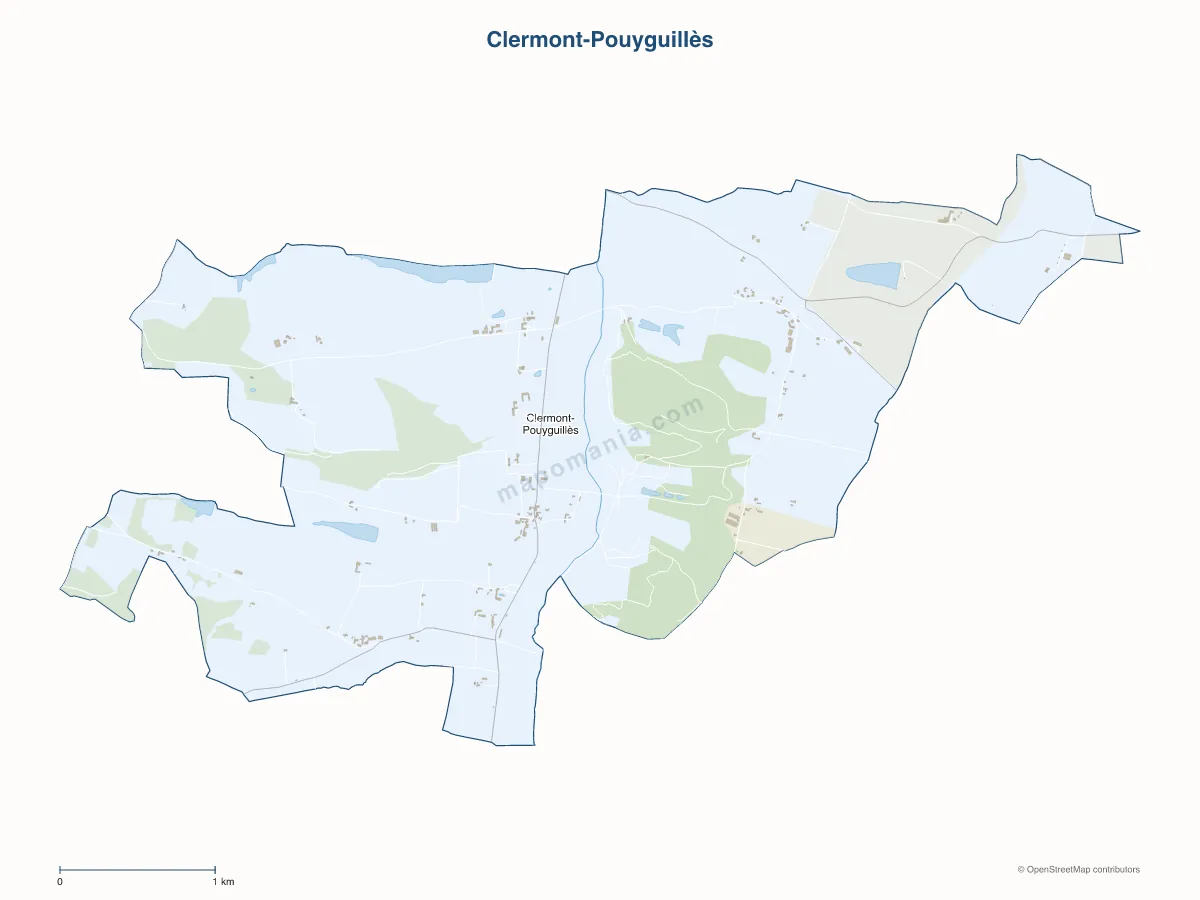 Carte de Clermont-Pouyguillès à personnaliser