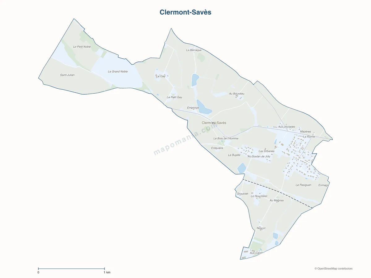 Carte de Clermont-Savès à personnaliser
